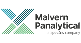 Logo van Malvern Panalytical met een gestileerde X in blauw en groen links, en zwarte tekst rechts met de slogan “a Spectris company”.